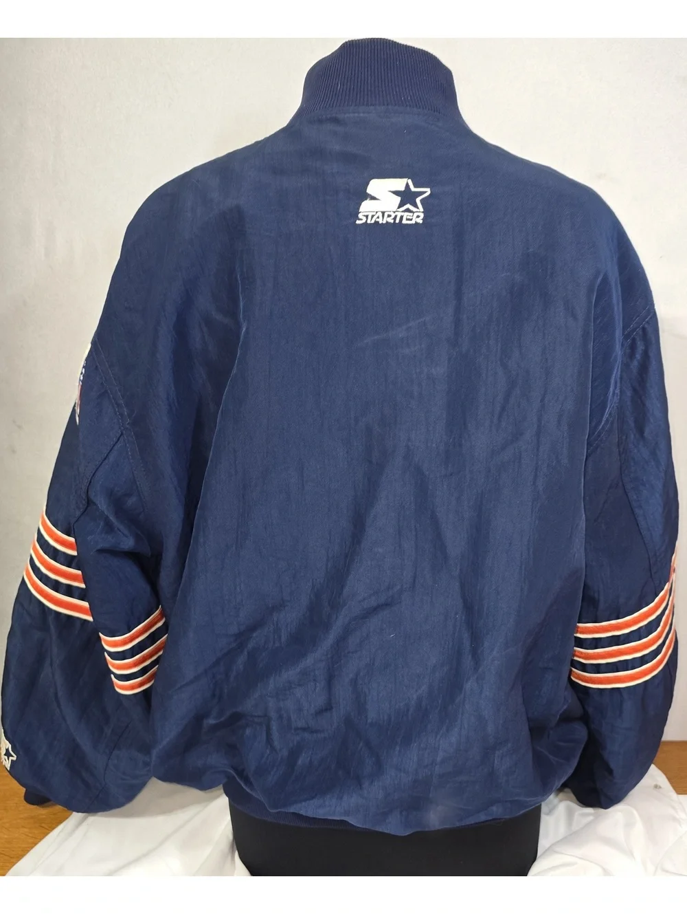 Vtg 90s Chicago Bears Starter Satin Bomber Jacket Authentic Pro Line Men's L Y2K